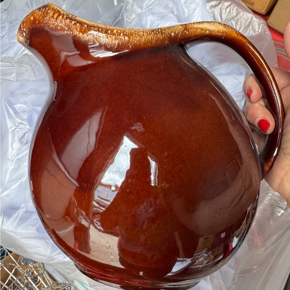 Hull oven proof brown drip glaze Pitcher